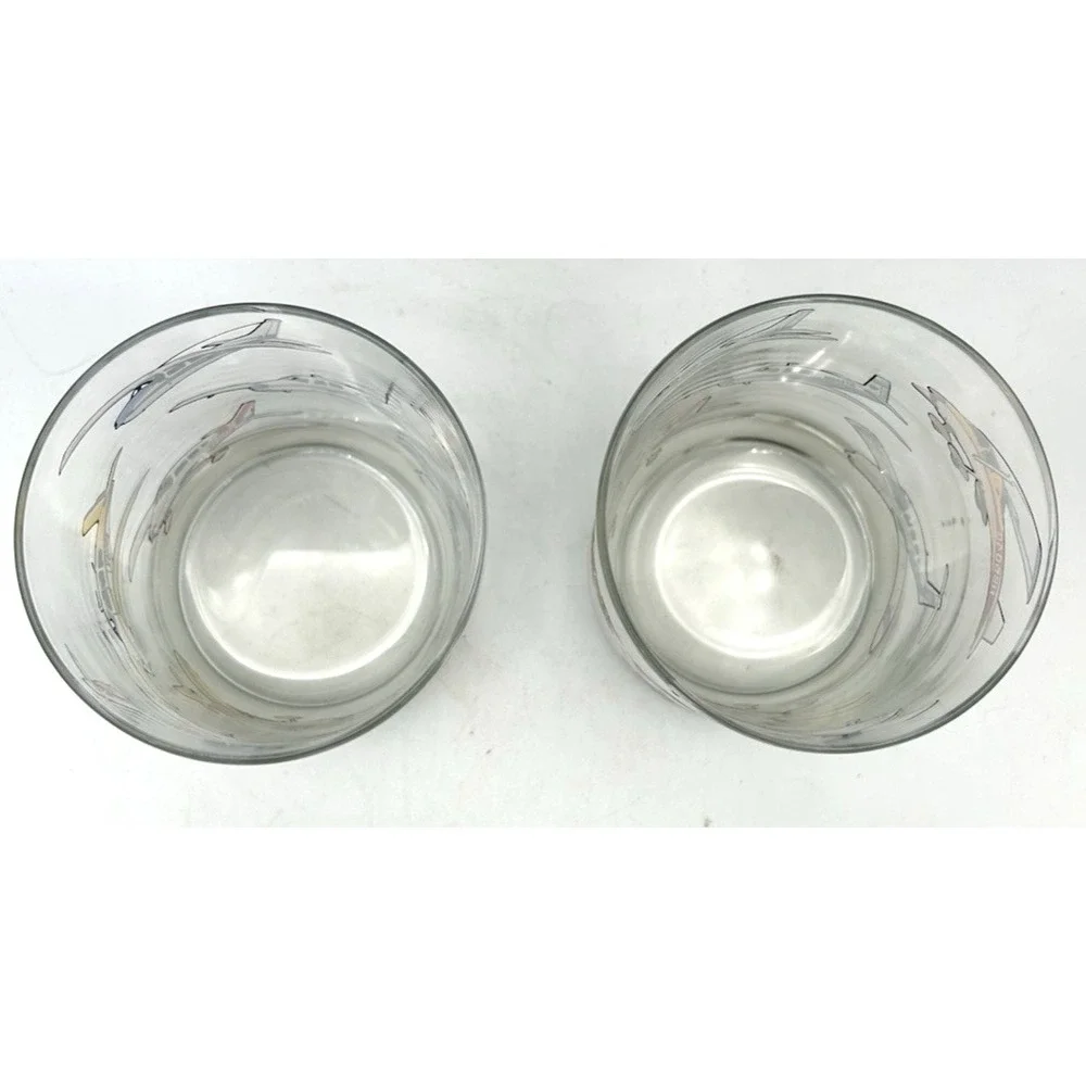 VTG Aviation Airplane Glasses, Cessna Airplanes, Mid Century lot of 2 12oz 4.25